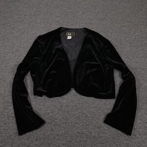 VINTAGE R&K Evening Jacket M Black‎ Velvet Gothic Cocktail Cropped Formal Bolero